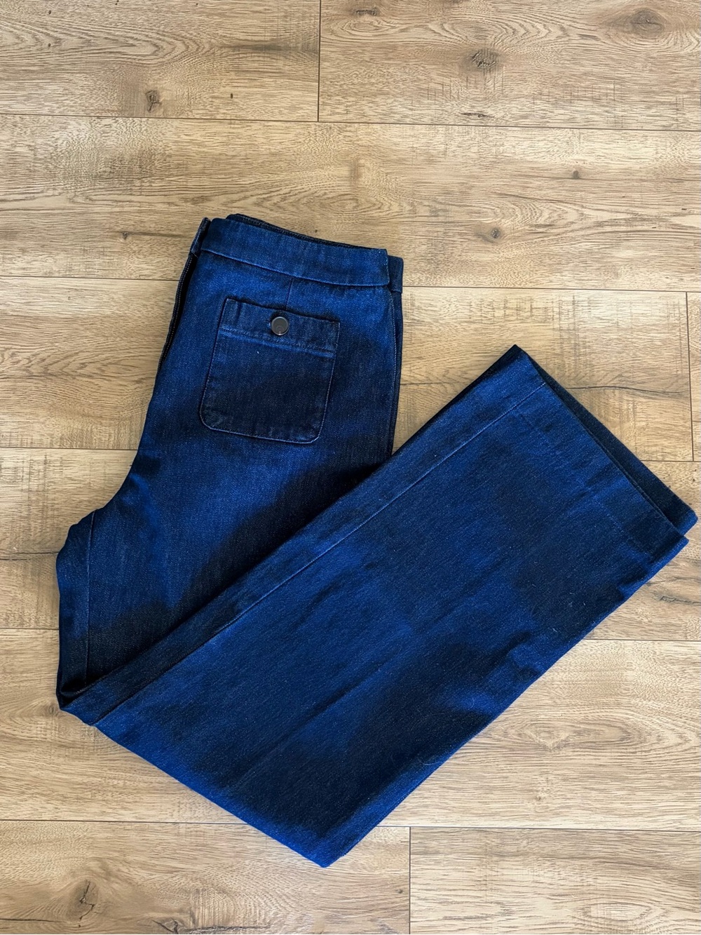 Sezane Dark Blue Wide Leg Jeans